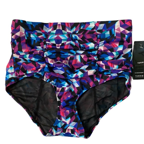 NWT Torrid Swim Collection Geometric High Waist Ruched  Bikini Swim Bott… - Picture 8 of 8